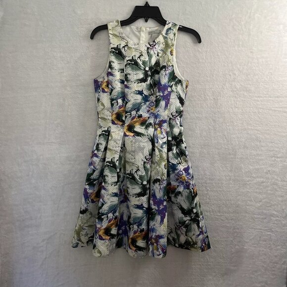 H&M Dress Womans 6 Floral Multicolor Sleeveless Zip Round Neck Polyester Read - Picture 1 of 9